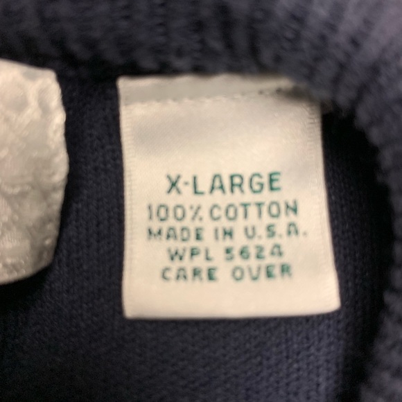 V-Neck Navy Sweater 100% Cotton XLarge Made in USA - Picture 4 of 5